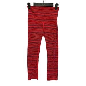 Lululemon Wunder Under High Rise Cropped Leggings Women's Sz 4 Red Yoga Stretch